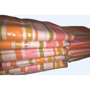 New Old Stock Vintage Mcm Kitch Sears Gala Stripe Perma-Prest Muslin Twin Flat S